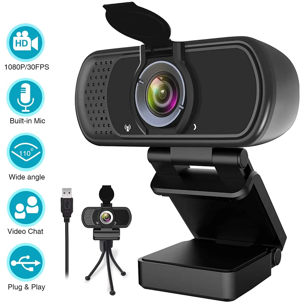 1080P Webcam with Microphone and Tripod Stand O31962