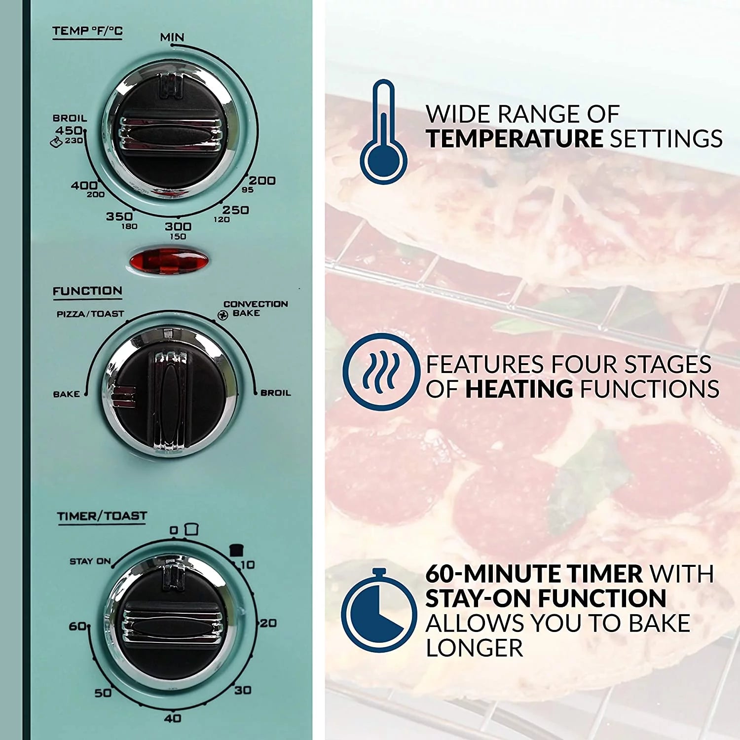 Retro 12-Slice Convection Toaster Oven, Aqua S902989