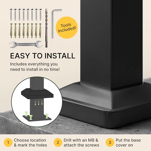 Outdoor Step Handrail for 3 Steps, Black Stair Railing Kit N667641