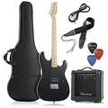Full Size Electric Guitar with 10-Watt Amp, Black, Right Handed Beginner Kit D640