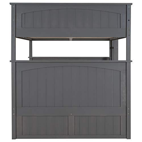 Twin Over Full Bunk Bed with Slide and Stairs for Kids E212