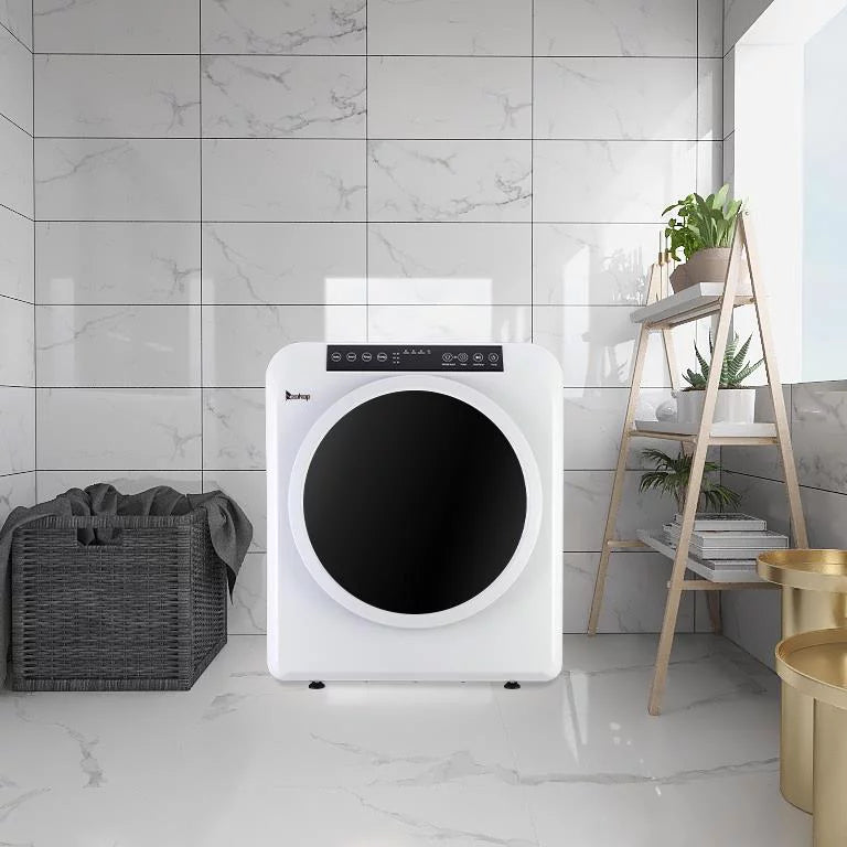 Compact Electric Clothes Dryer 13lbs Capacity Stainless Steel, White F4469