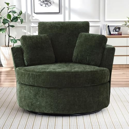 Swivel Barrel Chair with Ottoman for Living Room Bedroom, White W553228