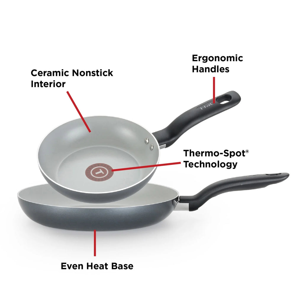 Ceramic Fry Pan Set, 8.5 & 10.5 Inch, Black T5093