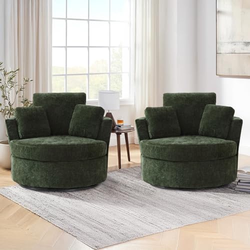 Swivel Barrel Chair with Ottoman for Living Room Bedroom, White W553228