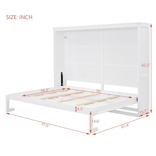 Modern Farmhouse Solid Wood Murphy Cabinet Bed Queen K425