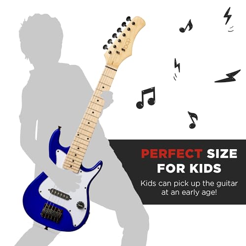 30in Kids Electric Guitar Beginner Starter Kit with Amplifier, Metallic Blue U78618