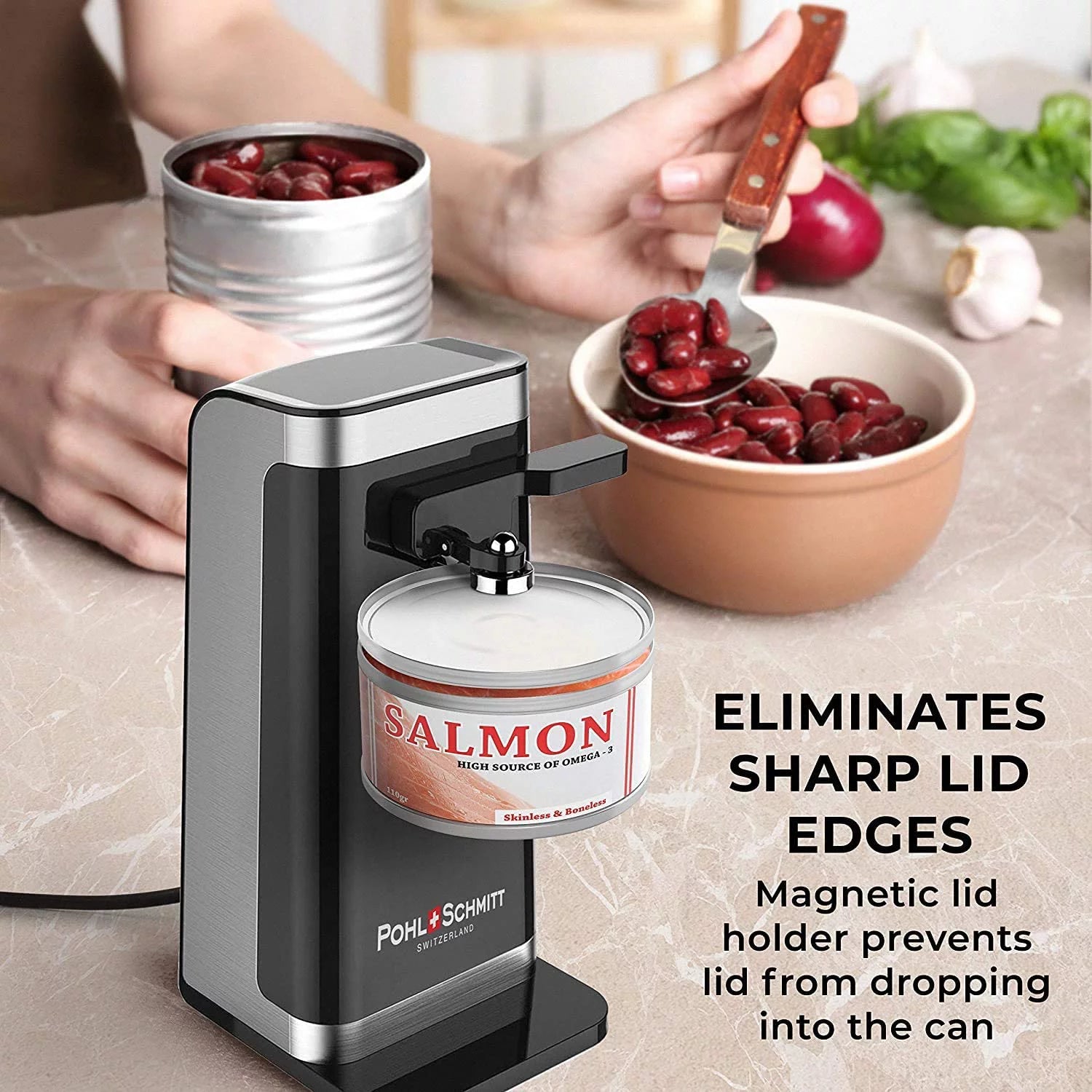 Electric Can Opener with Knife Sharpener and Bottle Opener J91817
