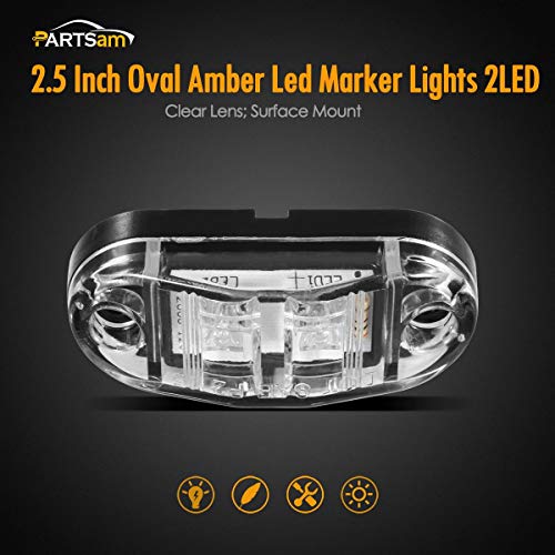 2.5 Inch Oval Amber LED Side Marker Lights for Trailer Truck Boat Marine L542216
