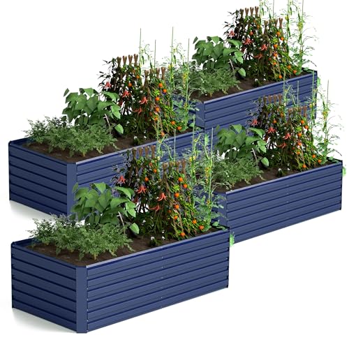 Galvanized Raised Garden Bed 8x4x2ft, Large Metal Planter Box for Vegetables, Flowers, Herbs J9369