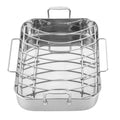 Miumaeov Stainless Steel Roasting Pan with Nonstick Rack Rectangular Roaster Baking Pan with Handle for Home Hotel Kitchen Party Silver 16.5" x 12"