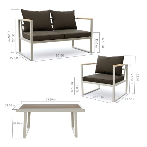 4-Piece Outdoor Patio Set with Sofa and Tempered Glass Table F97509