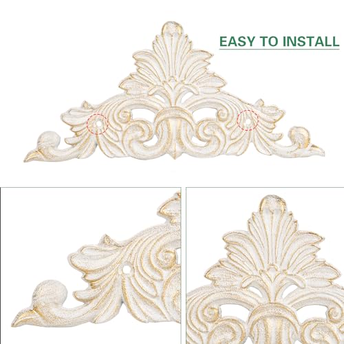 Victorian Cast Iron Wall Plaque, Antique White Fleur De Lis Metal Wall Art, 11.8 Inch X710795