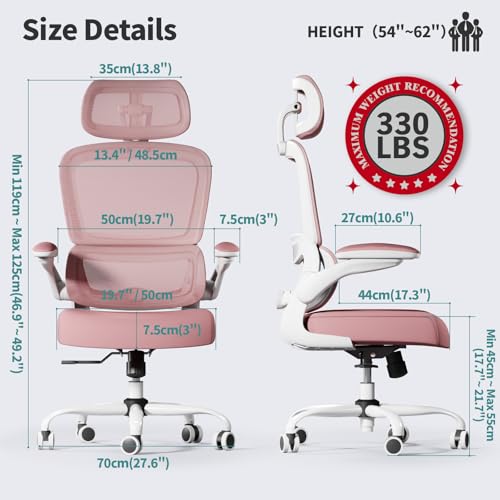 Ergonomic Mesh Office Chair with Wheels, High Back, 330 LBS Capacity C667113