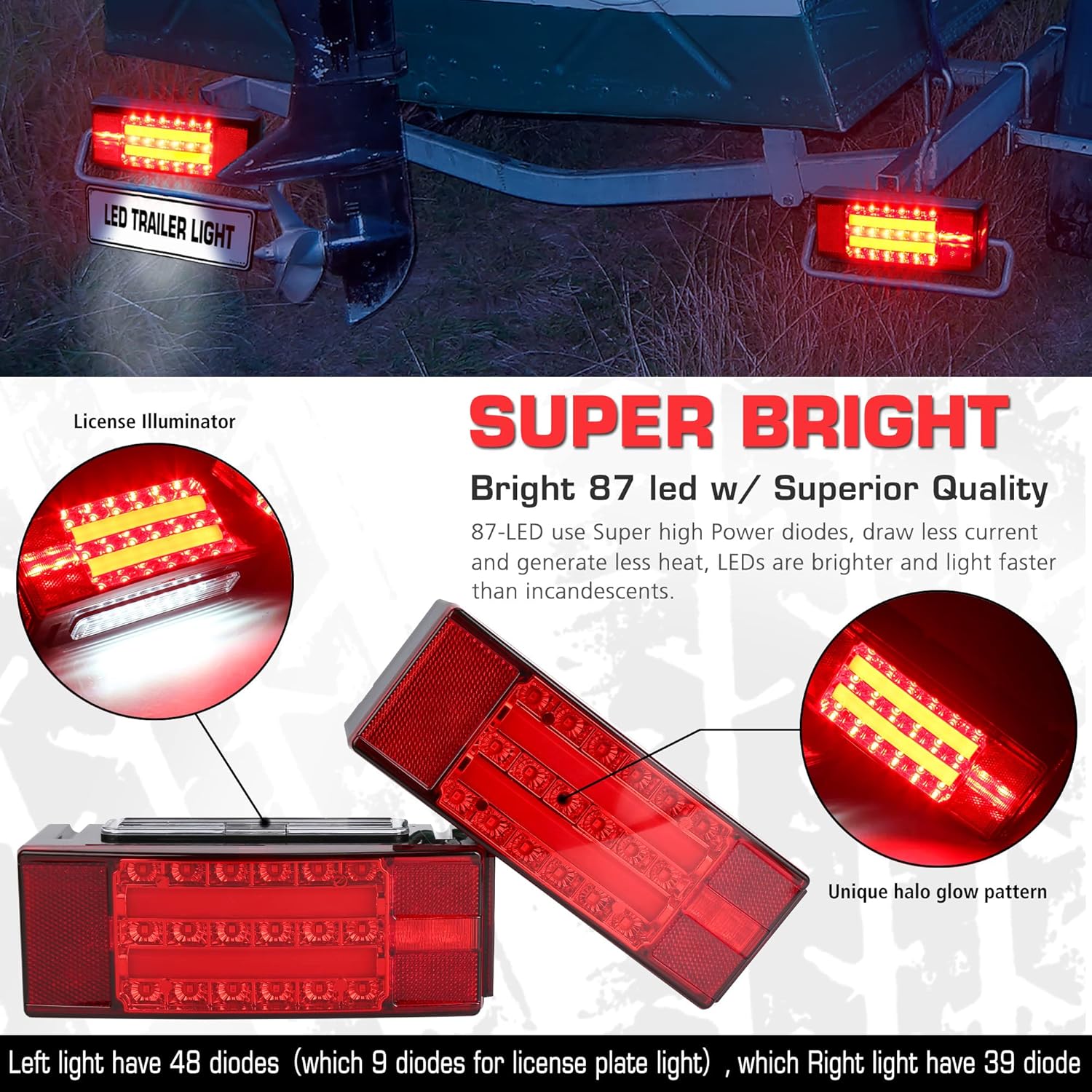 Submersible LED Trailer Light Kit for Truck RV Boat U840834