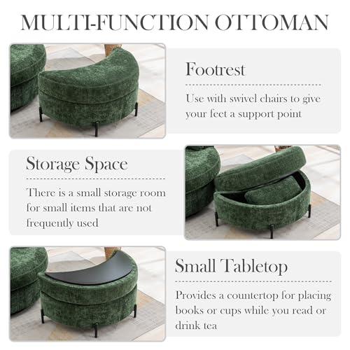 Oversized Swivel Barrel Chair with Ottoman, Chenille, Beige X252712