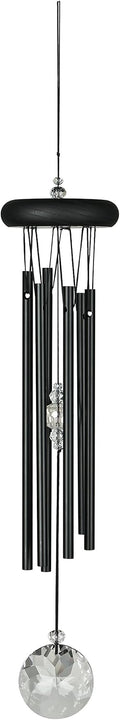 Woodstock Wind Chimes for Outside, Garden Decor, Outdoor Decor for Your Patio and Porch (16") Woodstock Crystal Meditation Black Wind Chimes Gifts (CCMK)