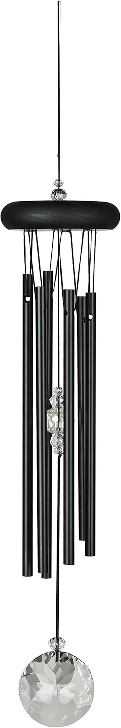 Woodstock Wind Chimes for Outside, Garden Decor, Outdoor Decor for Your Patio and Porch (16") Woodstock Crystal Meditation Black Wind Chimes Gifts (CCMK)