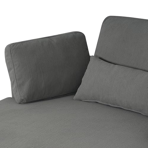 Corduroy Barrel Chair with Adjustable Headrest and Ottoman U714