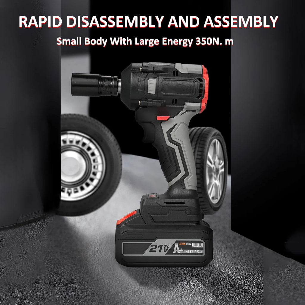 Electric Wrench 1/2 Inch 21V Max Torque 350N.m with 4.0Ah Battery and 17pcs Accessories G771839