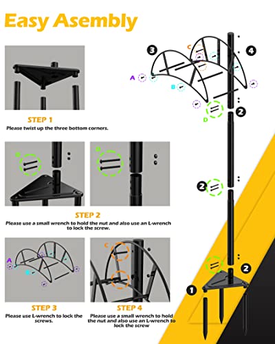 Metal Garden Hose Holder Stake, Freestanding Heavy Duty Water Hose Stand J300410