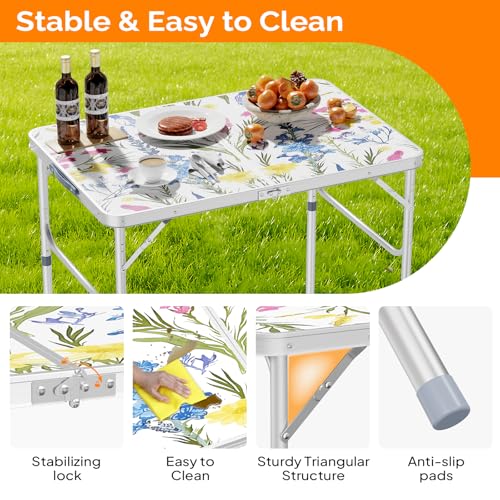 3ft Aluminum Folding Camping Table with Carrying Handle L179408