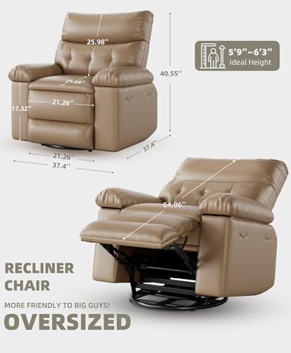 Electric Swivel Massage Chair, Power Rocking Recliner with Vibration and Heating, PU Leather Single Sofa with USB Port and Storage L680