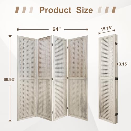 6 Panel Wooden Room Divider with Shelves B102027