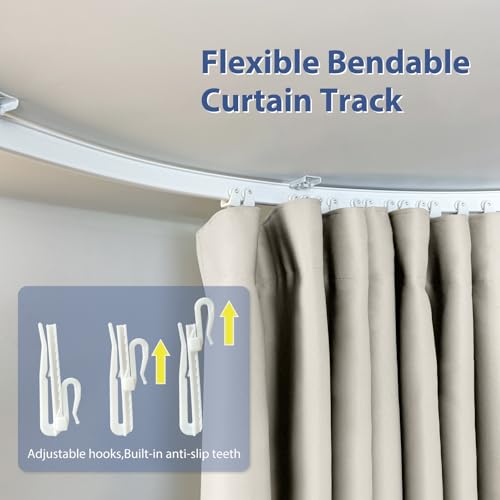 Ceiling Mounted Room Divider Curtain Track Set, Blackout Panel, White Rail, 8.3 x 7 ft K66131