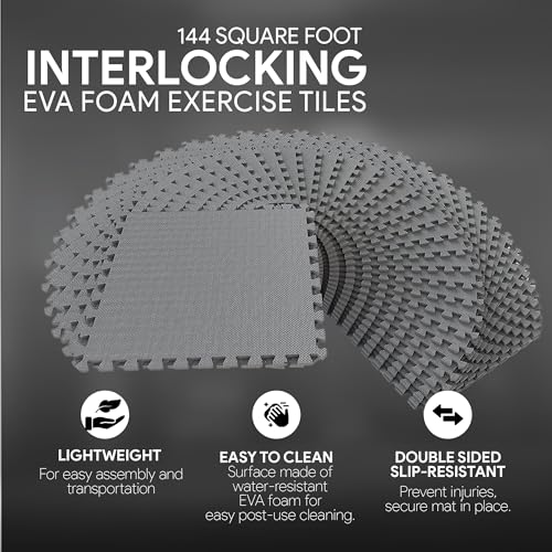 Puzzle Exercise Mat with EVA Foam Interlocking Tiles for MMA, Gymnastics and Home Gym N211438