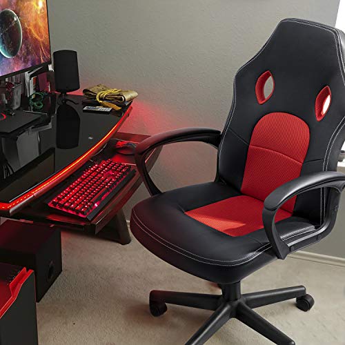 High Back Ergonomic Leather Gaming Chair, Adjustable (Blue) R643180