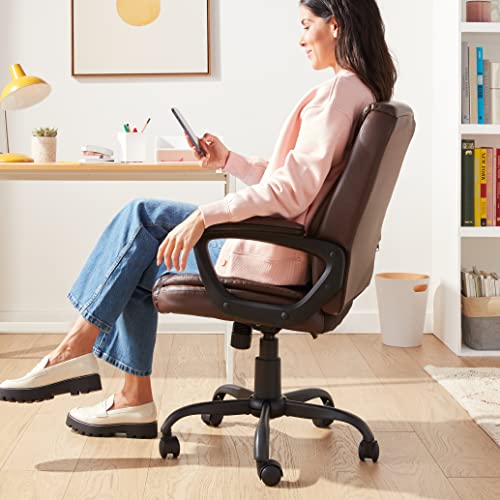 Mid-Back Padded Office Desk Chair with Armrest, Black W8120