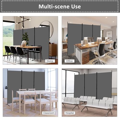 3 Panel Room Divider Folding Partition Privacy Screen, Freestanding Fabric Panel, 102" W x 71" H, Black V153