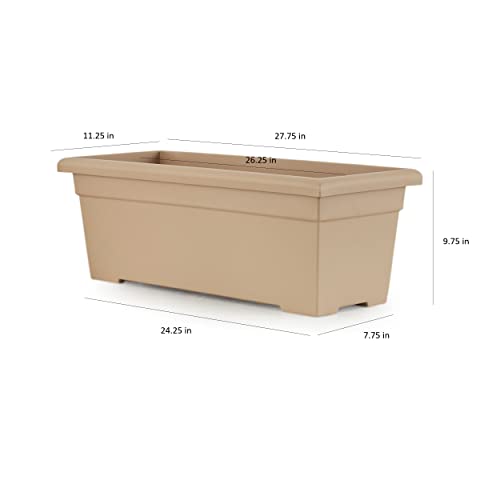 28 Inch Rectangular Planter Box - Lightweight Plastic Outdoor Plant Pot with Drainage I2282