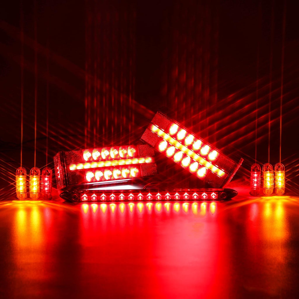 LED Submersible Rectangular Trailer Tail Light Kit, Brake Turn Reverse Side Marker M2841