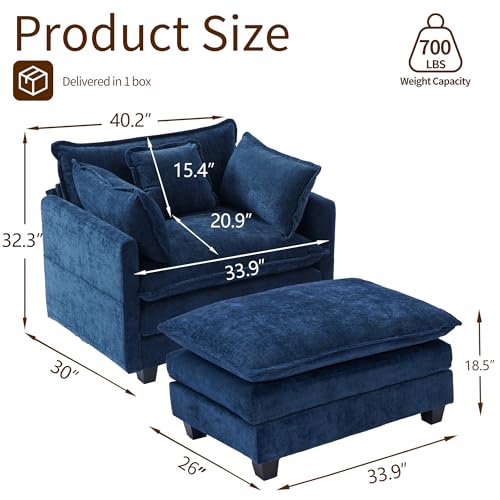 Chenille Lounge Chair with Ottoman, Beige W1064