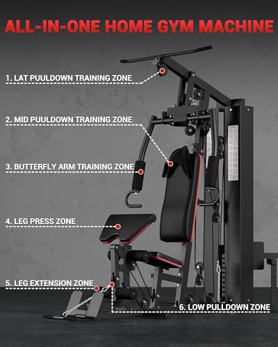 Full Body Home Gym Machine with 150LBS Weight Stack E5831