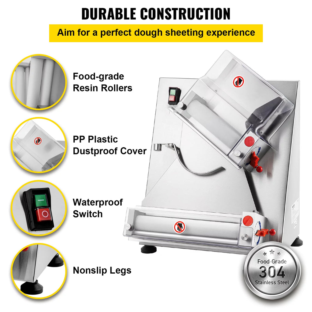 Electric Dough Sheeter Pizza Roller Stainless Steel 12'' E236