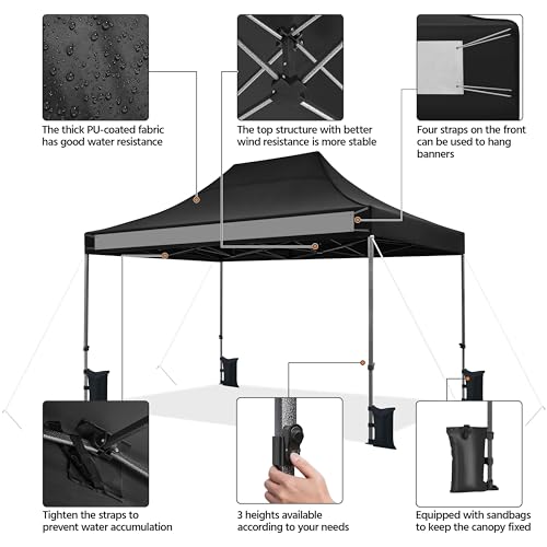 Heavy Duty Pop Up Canopy Tent 10x20 with Wheeled Carry Bag, White X6840