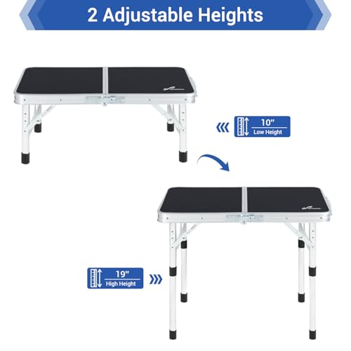 Adjustable Height Folding Camping Table with Mesh Layer Y4319