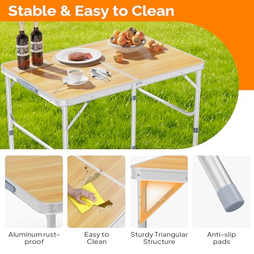 3ft Aluminum Folding Camping Table with Carrying Handle L179408