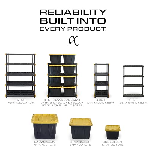 5-Tier Heavy Duty Plastic Storage Shelving Unit, 200lbs per Shelf, Indoor/Outdoor C860