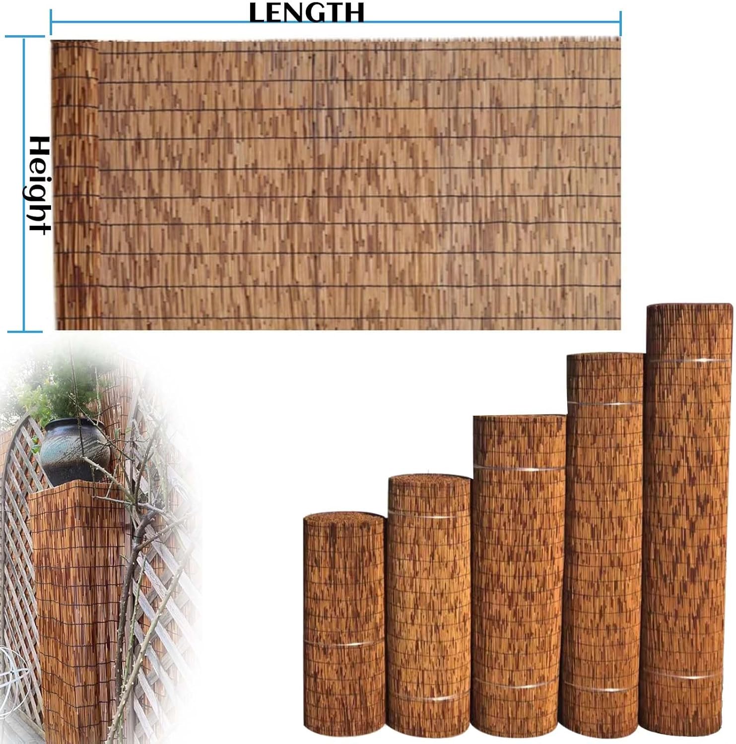 Bamboo Fencing Roll 2x10ft Outdoor Privacy Garden Fence E3317