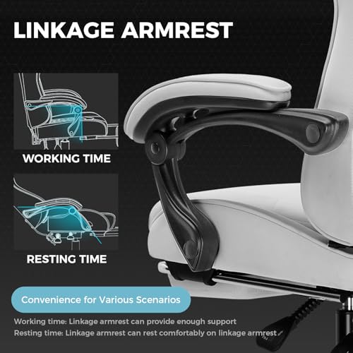Gaming Chair with Footrest and Lumbar Support, Height Adjustable, 360° Swivel, Blue U7447