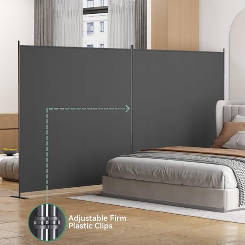 8-Panel 6 ft Tall Indoor Folding Room Divider, Portable Privacy Screen, Freestanding Partition, Dark Grey K442