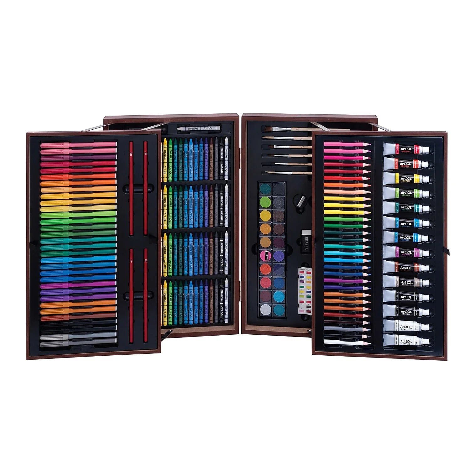 Deluxe Multifunctional Art Set with 215 Pieces in Wood Case H5701