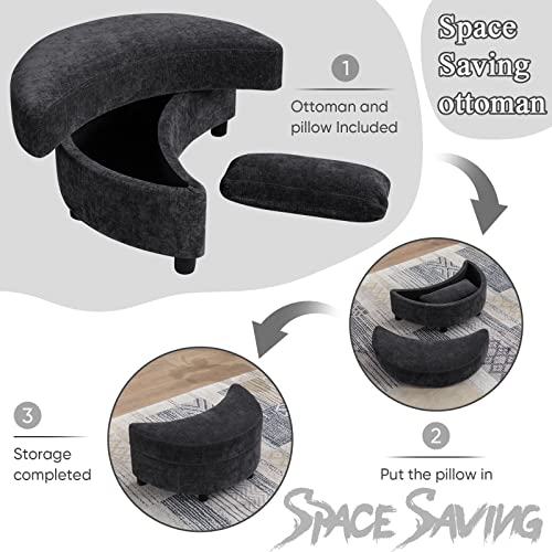 Swivel Barrel Chair with Ottoman for Living Room Bedroom, White W553228