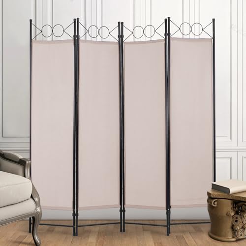 4 Panel Room Divider 6FT Steel Frame Folding Privacy Screen S6430