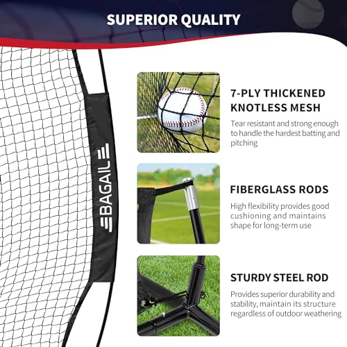 Baseball & Softball Practice Net with Bow Frame, Portable with Batting Tee and Carry Bag F660