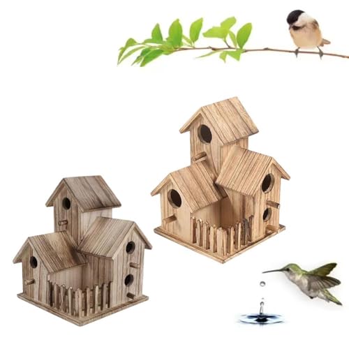 Wooden Bird House for Outdoor Hanging, Handmade Natural for Backyard Decor Y1673